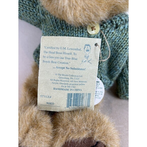 VTG‎ 1999 20th Boyd’s Bears MRS. TRUMBULL 91833 Plush 10” w/Tag Green Sweater - Picture 8 of 10